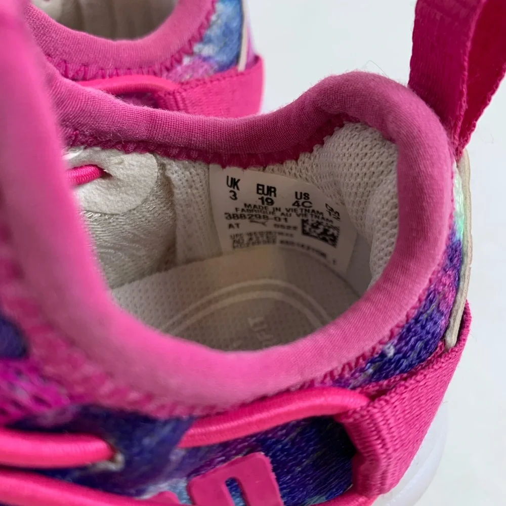 Puma Softride Abstract Print Baby Girls Running Waking Shoes Size 4 (S523)